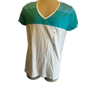 Tommy Hilfiger Women’s T- Shirt V Neck Short Sleeves Sz XL Color Block NWT